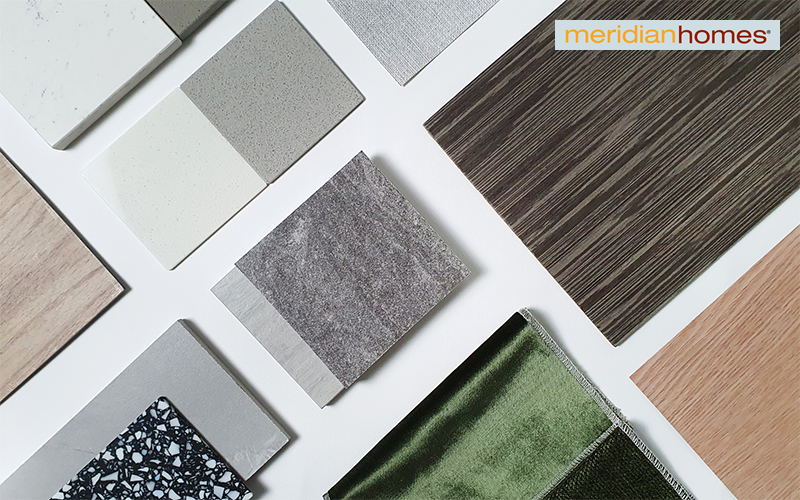 flatlay of sample materials for home interior