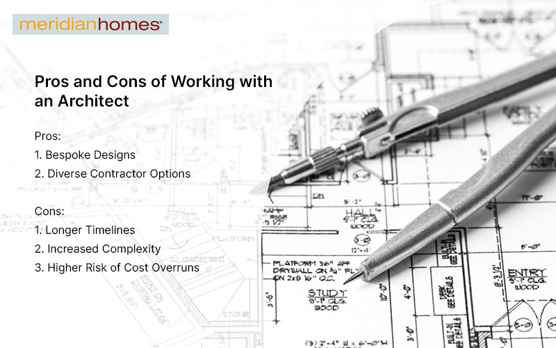 Infographic on the pros and cons of hiring an architect.